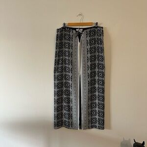 White House Black Market Boho Slit Midi Tie Waist Print Skirt M Y2K